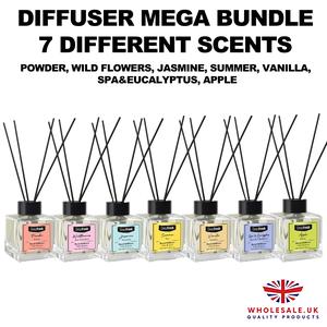 Deep Fresh Room Diffuser MEGA BUNDLE PACK - 7 DIFFERENT SCENTS in a Pack x 100 ML Floral Fragrance Perfume Aroma Freshener Bottle Set