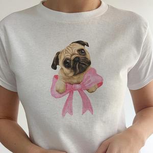 Pretty Pug Print T-Shirt - Womens Baby Tee - Salty Pixie
