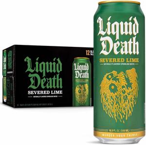 Liquid Death Severed Lime Sparkling Water Tallboy Size Cans 500ml -Pack of 12 Beverage